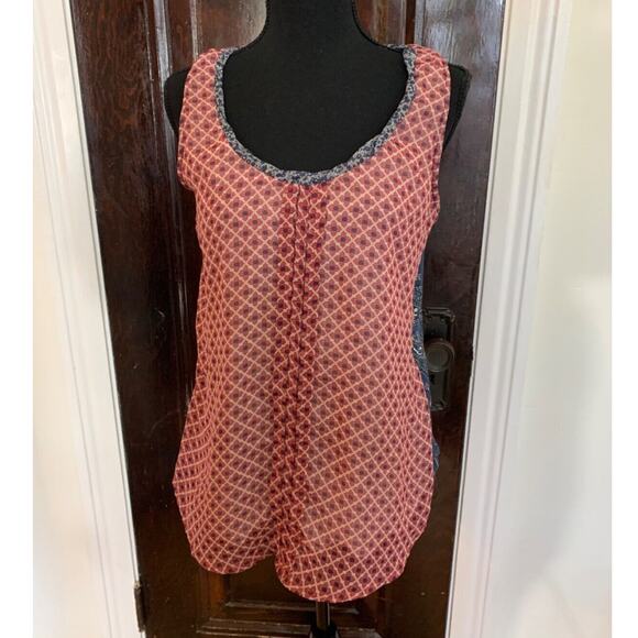 Anthropologie One September Sz M Red & Blue Boho Bandana Tank Blouse Top Shirt M - Picture 3 of 7